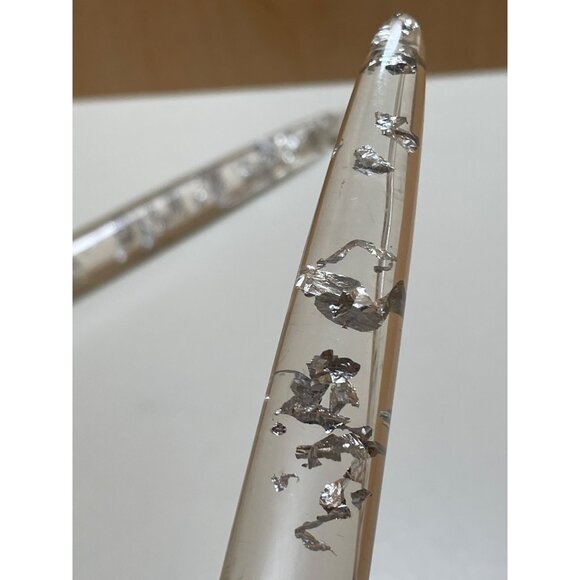 Vintage Decorative Clear Lucite Taper Candles With Silver Foil Accents By Gregor - Picture 8 of 9